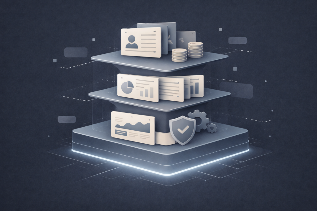 Systemarchitektur von Mitarbeiterbenefits mit HR, Payroll, Finance und Employer Branding